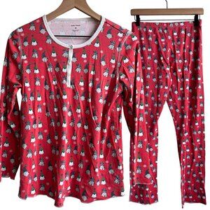 Roller Rabbit Red Gnome Christmas Holiday Pajama Set Medium Pima Cotton